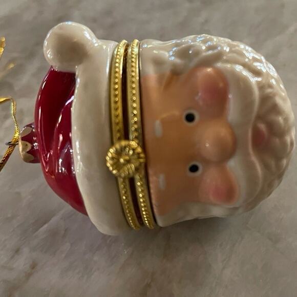 Santa Claus ceramic trinket box Christmas ornament - Picture 9 of 11